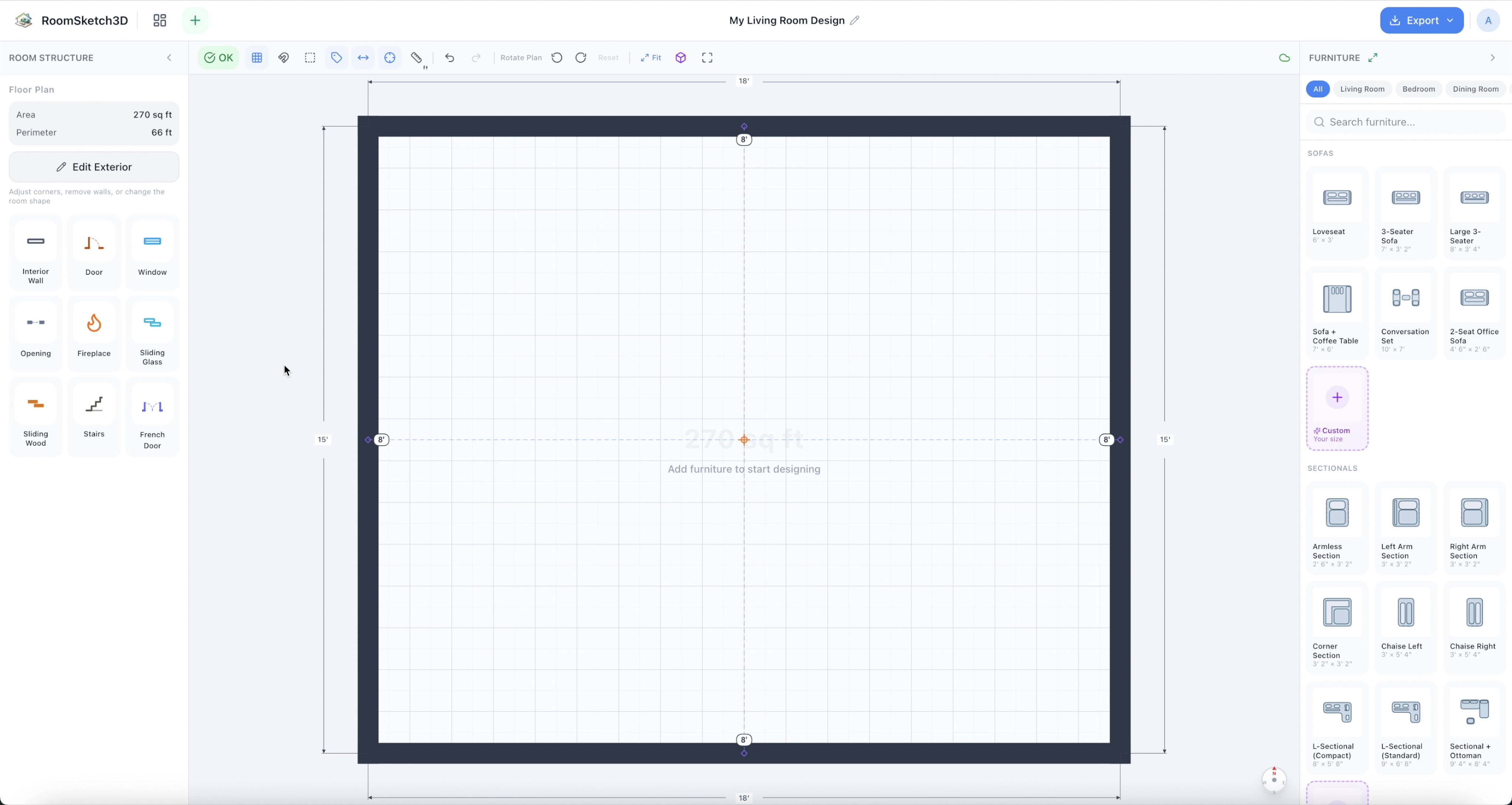 The floor plan on the canvas