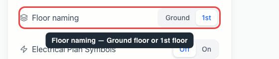 The Floor naming toggle highlighted in Settings