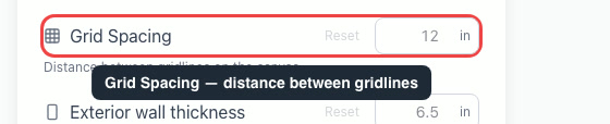 The Grid Spacing setting highlighted in Settings