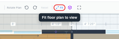 The Fit floor plan to view button highlighted in the toolbar