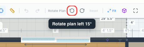 The Rotate plan left button highlighted in the toolbar