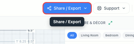 The Share / Export button highlighted in the top bar