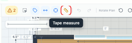 The Tape measure button highlighted in the toolbar