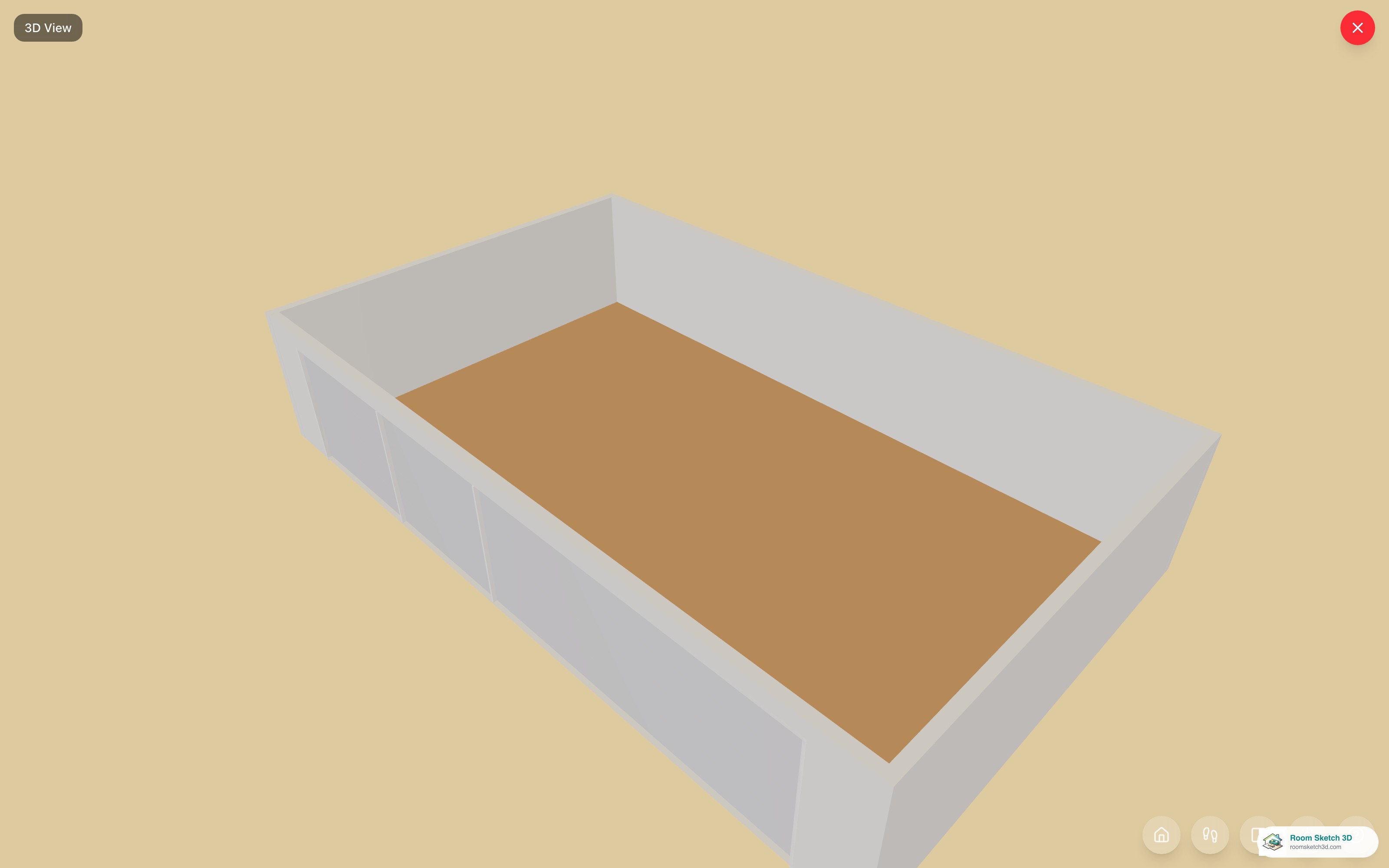 3D view of a three-door garage from the front exterior — wide main door plus two narrower secondary doors, mullions between each