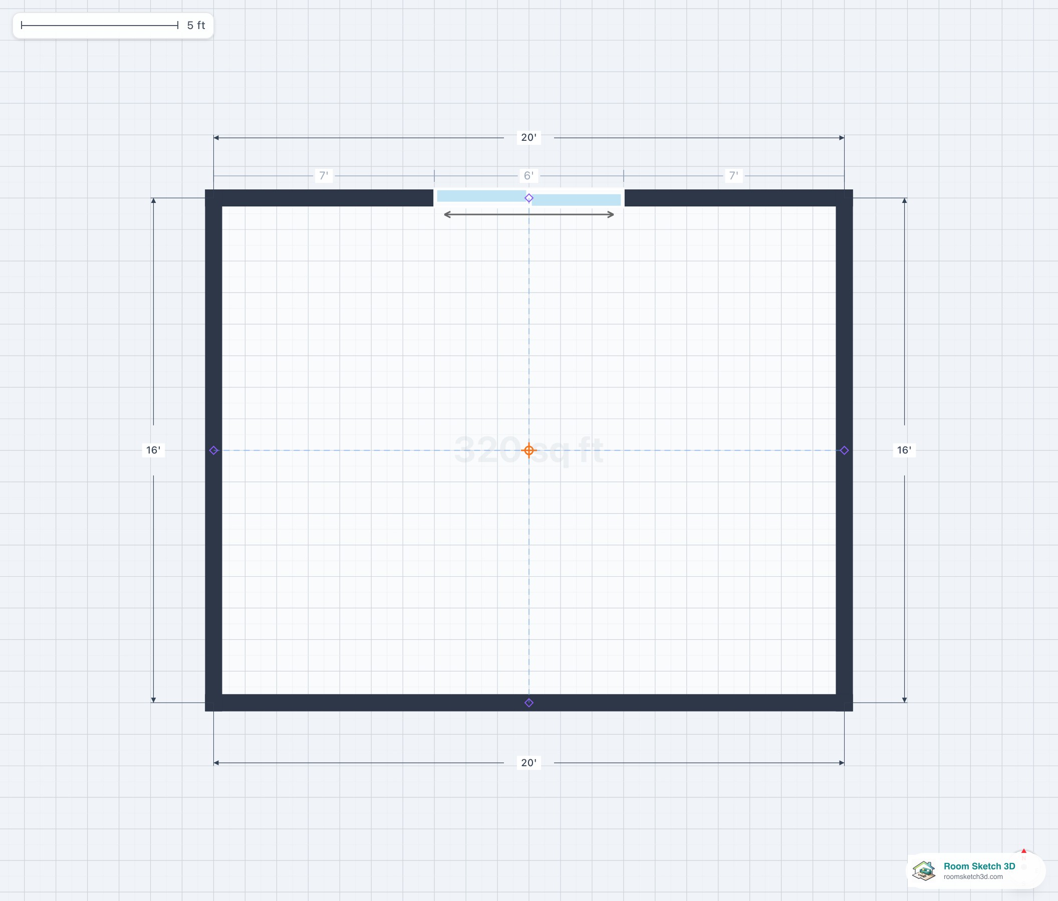 Sliding glass door with 2 panels on a residential floor plan — one fixed panel and one sliding panel in OX configuration
