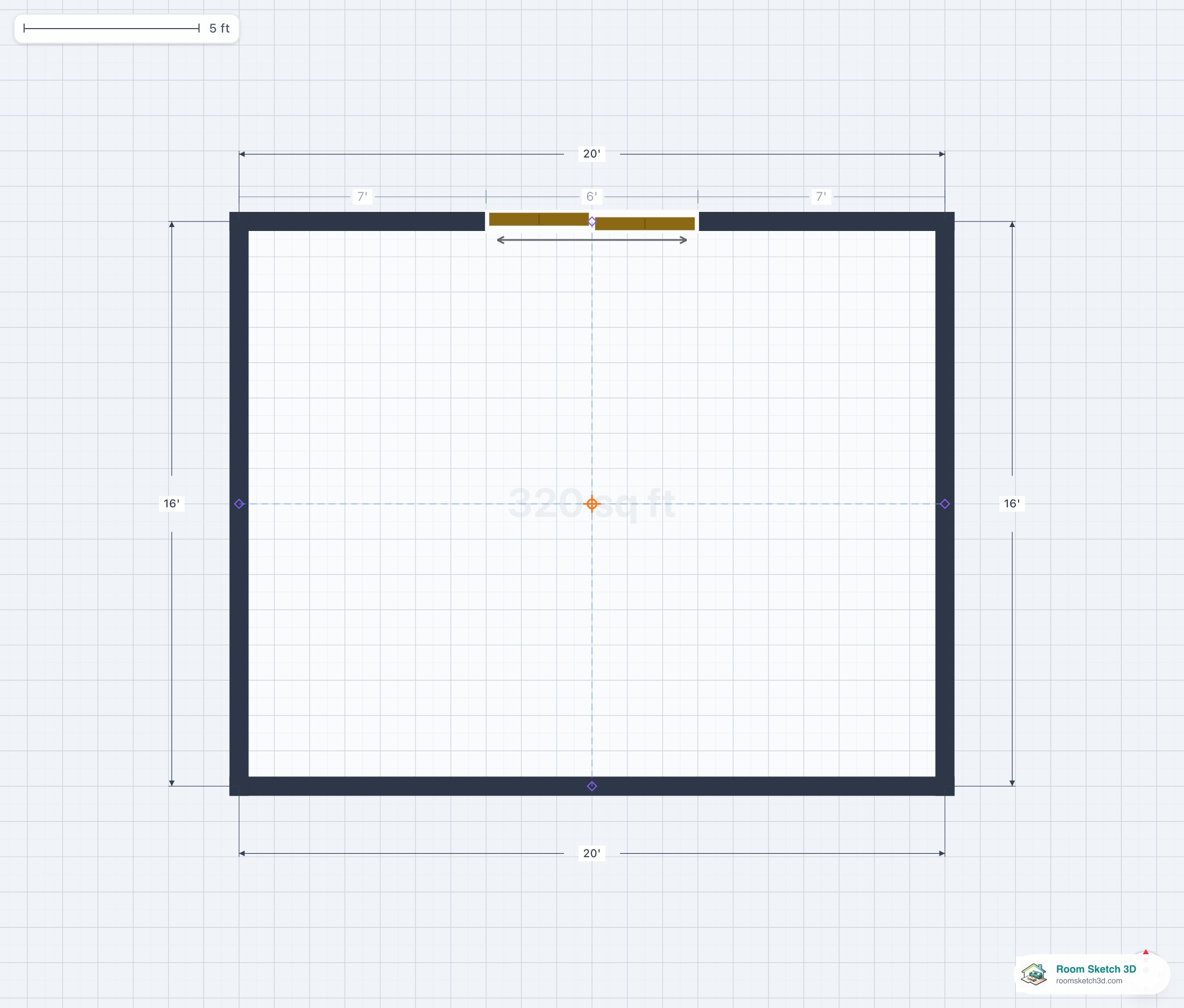 Sliding wood door with 2 panels on a residential floor plan — bypass closet door configuration